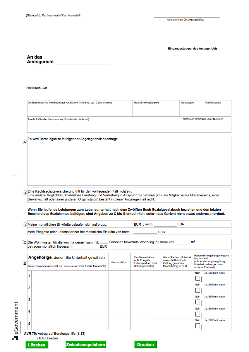 Informationen zum Beratungshilfeantrag