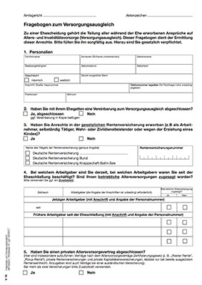 Informationen zum Versorgungsausgleich